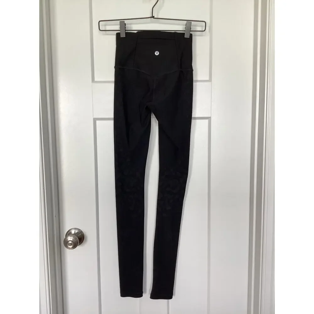 Lululemon‎ Womens Mapped Out High Rise Tight Camo Athletic Yoga Black Size 2